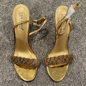 Cape Robbin Gold and Brown Heeled Sandals